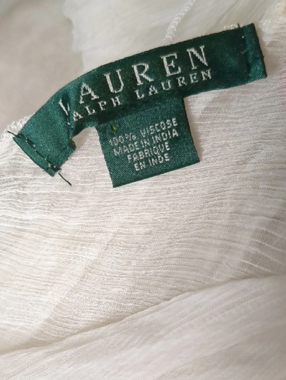 Lauren Ralph Lauren Ivory Ruffled Scarf Shawl Wrap Elegant Sheer